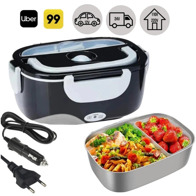 HeatBox CBT – Marmita Elétrica Veicular Bivolt Portátil Inox P/ Carro, Casa, Caminhão, Uber e Táxi (12V / 24V / 110V / 220V)